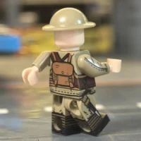 the back side of the Minifigure - British Army Infantryman (Tommy) – 1917 Late War Pattern WWI (LEGO Compatible)