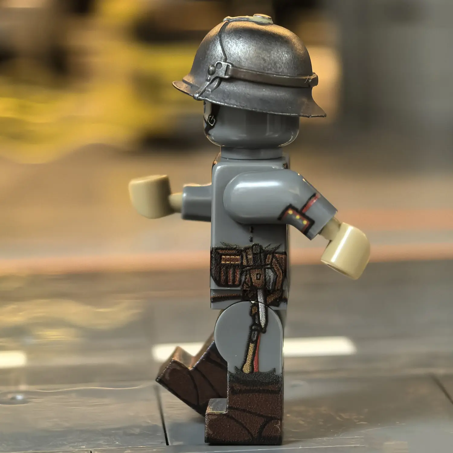 the left side of the Minifigure - Austro-Hungarian Empire Assault Trooper (Sturmtrupp Trench Raider) WWI (LEGO Compatible)