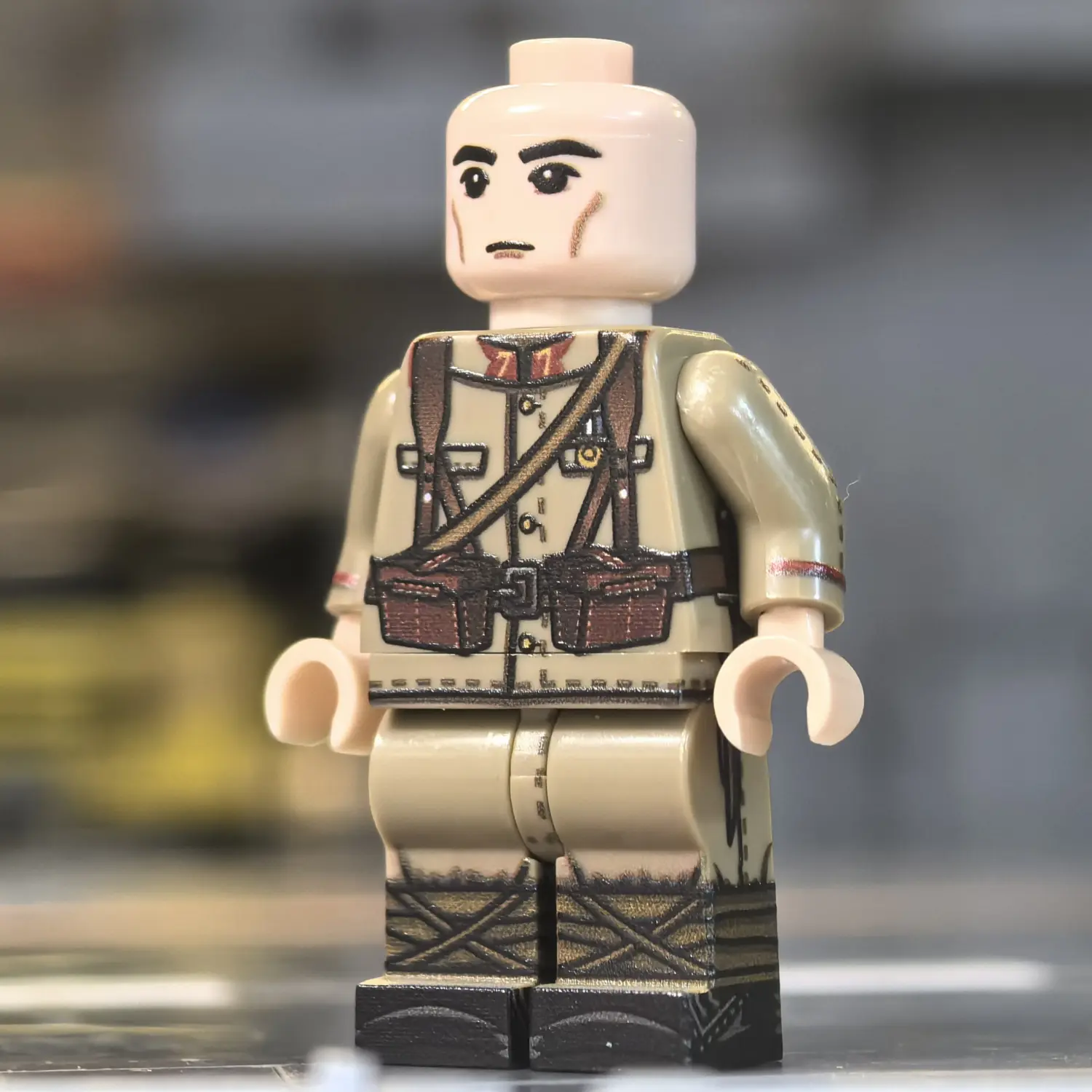 the left side of the Minifigure – Imperial Japanese Army (IJA) Infantryman – 7th Division (Type 45 Khaki Uniform Variant) WWI (LEGO Compatible) the left side of the Minifigure – Imperial Japanese Army (IJA) Infantryman – 7th Division (Type 45 Khaki Uniform Variant) WWI (LEGO Compatible)