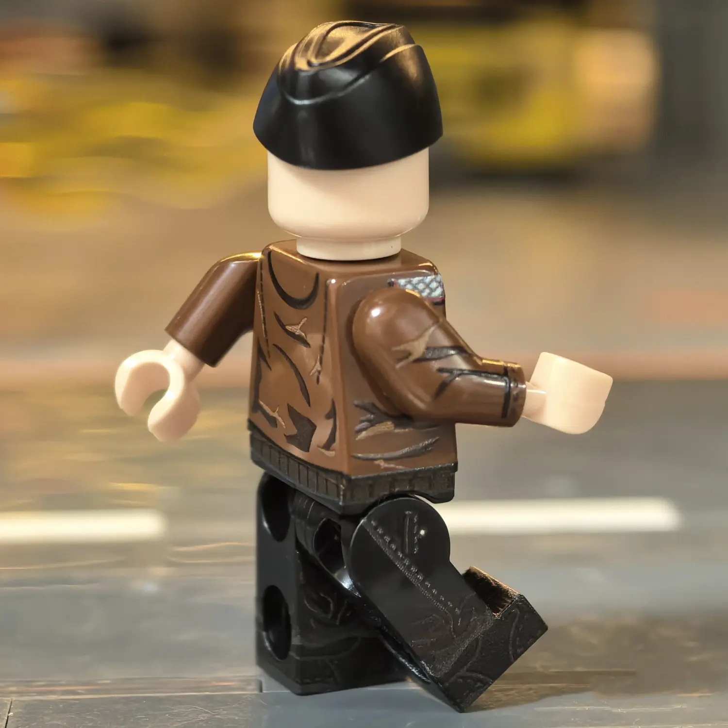 the right back side of the Minifigure - German Panzer Commander (Normandy 1944 Hitlerjugend Division Style) WWII (LEGO Compatible)