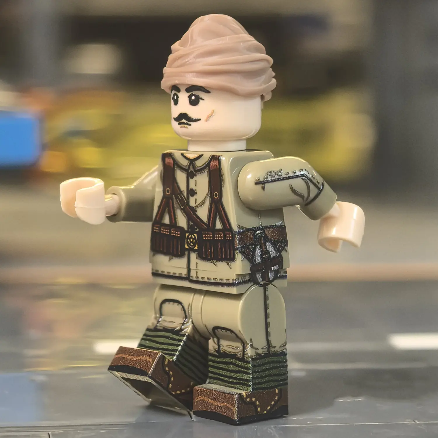 the left side of the Minifigure - Ottoman Empire Infantryman (Turkish Soldier – Mehmetçik) WWI (LEGO Compatible)