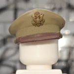 Custom Piece Miniature – US Army Air Forces (USAAF) Officer's Peaked Service Cap (Faded Tan / Khaki, Tilted Wear Style) – 3D Print for LEGO minifigure