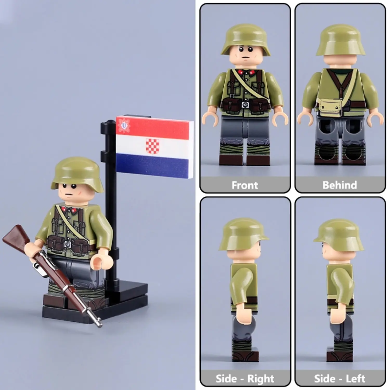 Minifigure - Croatian Soldier historically operating under the Axis-aligned Independent State of Croatia (NDH) WWII (LEGO Compatible)