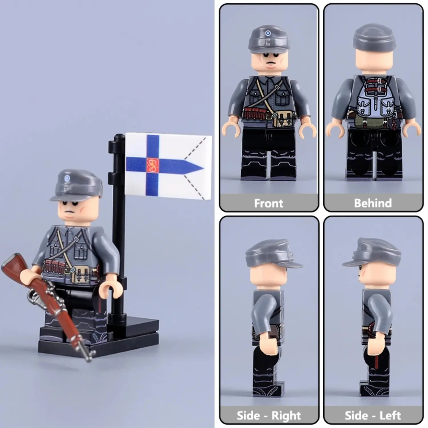 Minifigure - Finnish Soldier historically operating under the Finnish Defence Forces (Suomen puolustusvoimat) (LEGO Compatible)