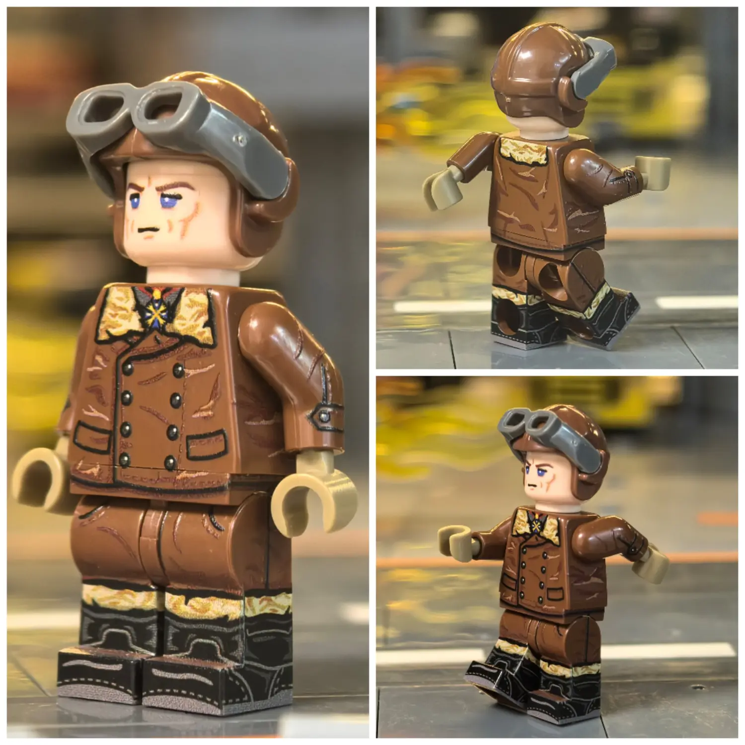 Minifigure - German Red Baron Fighter Pilot (Leather Jacket Version) WWI (LEGO Compatible)