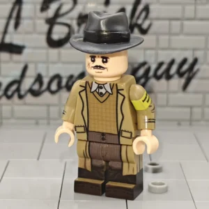 Minifigure - German Volkssturm Militia Member an older civilian conscript in a dark beige overcoat during the desperate final days of the war. WWII (LEGO Compatible)