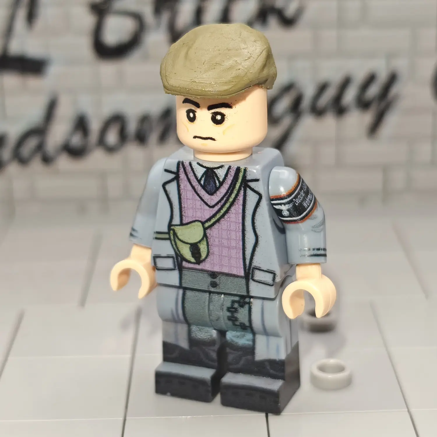 Minifigure - German Volkssturm Militia Member with Vintage Flat Newsboy Cap WWII (LEGO Compatible)