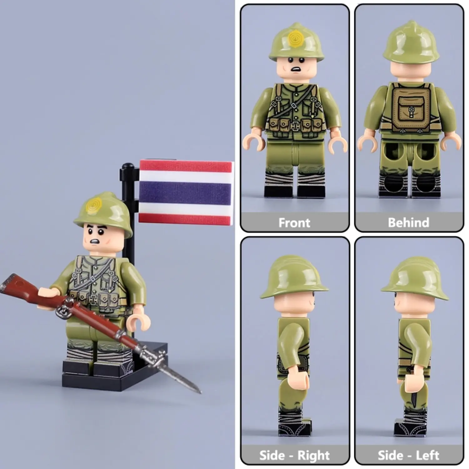 Minifigure - Thai Soldier historically operating under the Royal Thai Army WWII (LEGO Compatible)