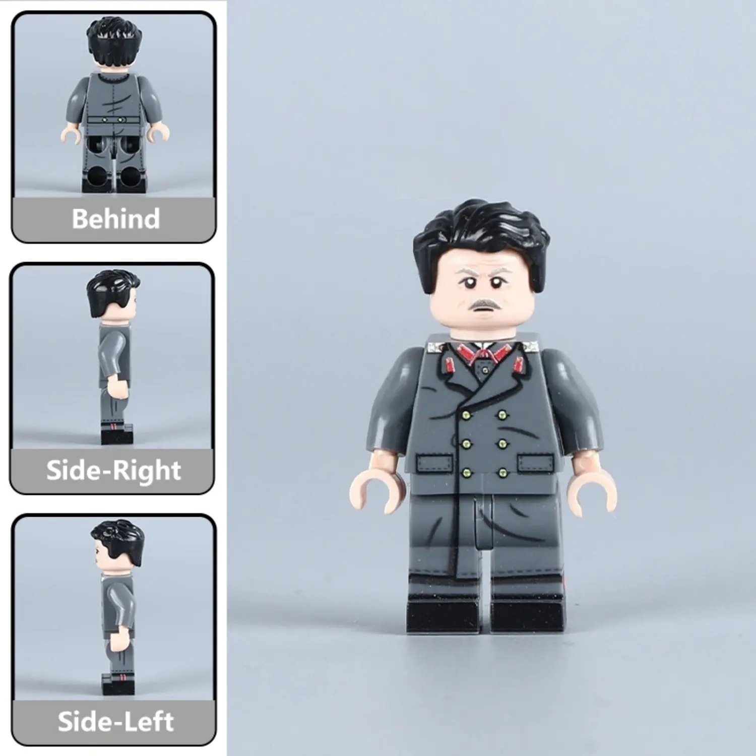 Minifigure – Joseph Stalin wearing a grey double-breasted military greatcoat WWII (LEGO Compatible)