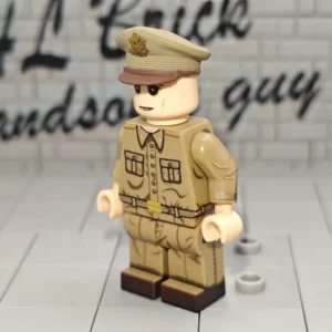 Minifigure – United States Army First Lieutenant (Khaki Summer Service Uniform with Open Collar and Peaked Cap) WWII (LEGO Compatible)