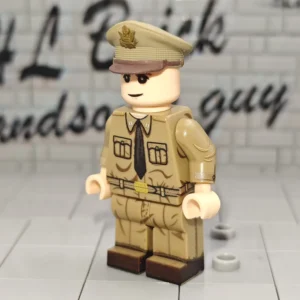 Minifigure – United States Army Captain (Khaki Summer Service Uniform with Peaked Cap) WWII (LEGO Compatible)