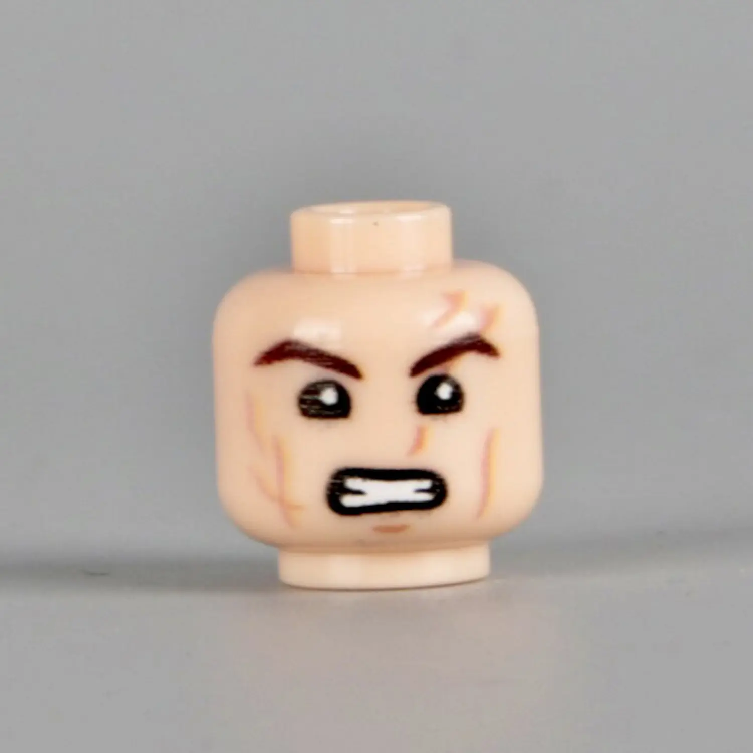 Custom Piece Miniature – Battle-Scarred Soldier Head (Angry Gritting Teeth) WWII – 3D Print for LEGO minifigure