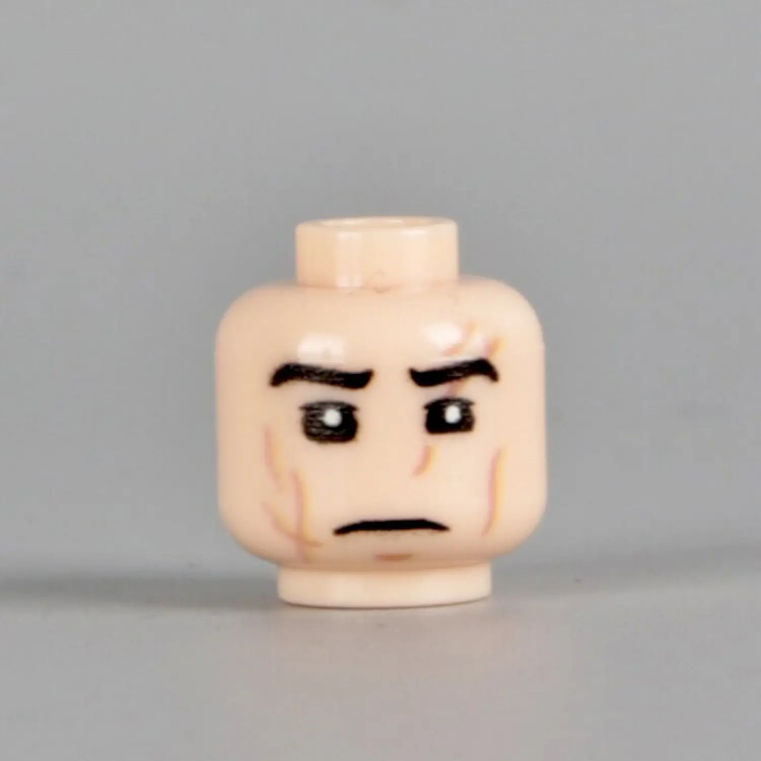 Custom Piece Miniature – Battle-Scarred Soldier Minifigure Head (Light Flesh) WWII – 3D Print for LEGO minifigure