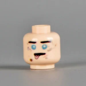 Custom Piece Miniature – Dazed Knocked-Out Soldier Head (Blue Eyes Light Flesh) WWII – 3D Print for LEGO minifigure