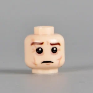 Custom Piece Miniature – Exhausted Battle-Scarred Soldier Head (Light Flesh) WWII – 3D Print for LEGO minifigure
