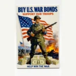 Custom Piece Printed Tile – 2x3 Tile (WWII U.S. War Bonds Battlefield Poster) – 3D Print for LEGO minifigure