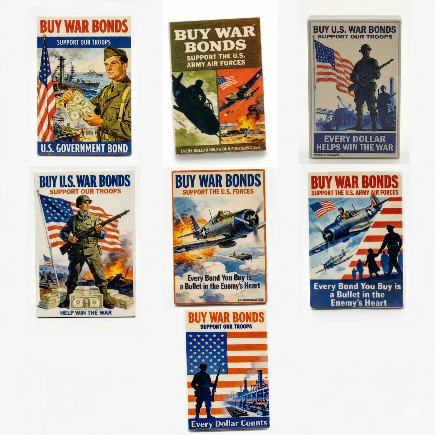 Custom Piece Printed Tile – 2x3 (WWII US War Bonds Poster Set) – 3D Print for LEGO minifigure 2 Custom Piece Printed Tile – 2x3 (WWII US War Bonds Poster Set) – 3D Print for LEGO minifigure