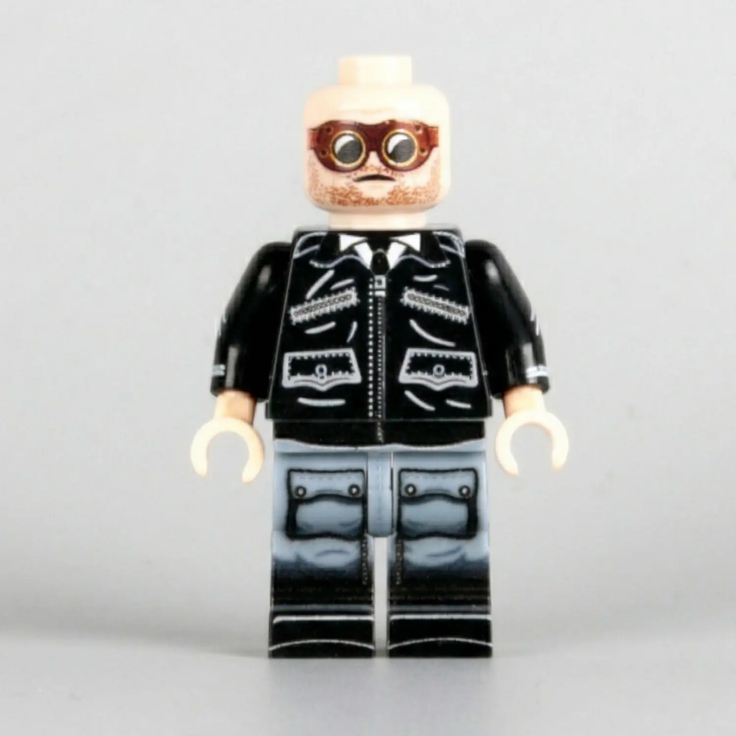 Minifigure - Air Force Fighter Pilot with black leather bomber flight jacket WWII (LEGO Compatible)