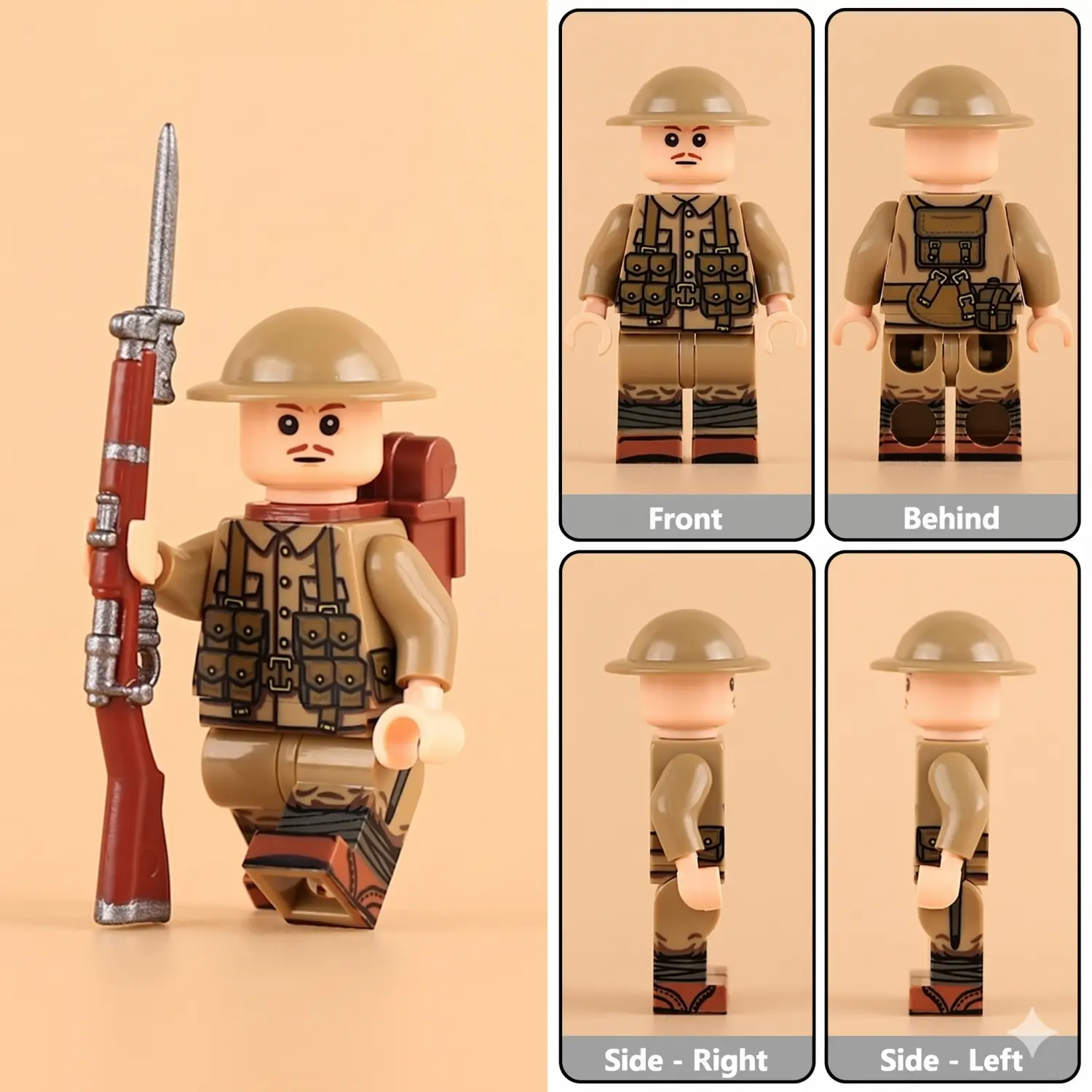 Minifigure - British Army Infantry Rifleman (Tommy Atkins) WWI (LEGO Compatible)