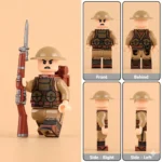 Minifigure - British Army Lewis Gun Assistant (with Drum Pouches & Bayonet) WWI
