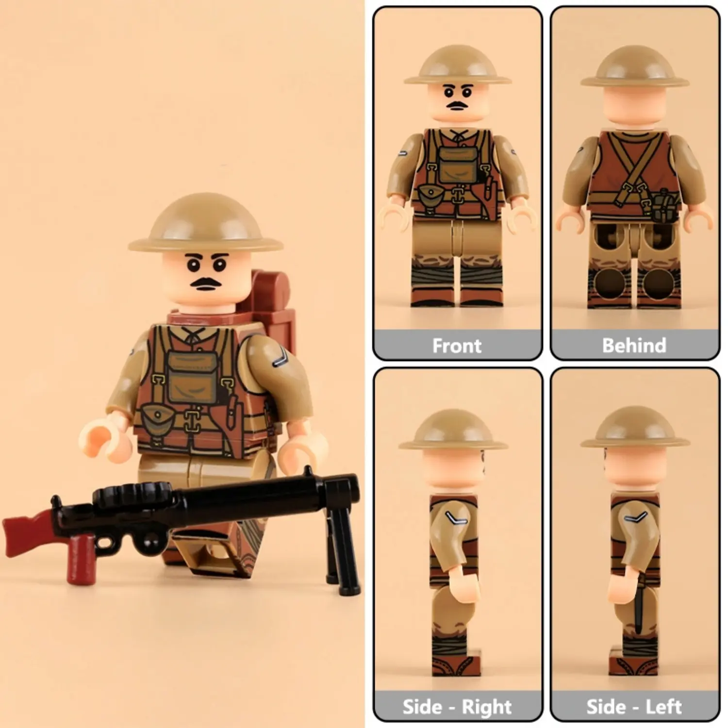 Minifigure - British Army Lewis Machine Gunner (Lance Corporal) WWI (LEGO Compatible)
