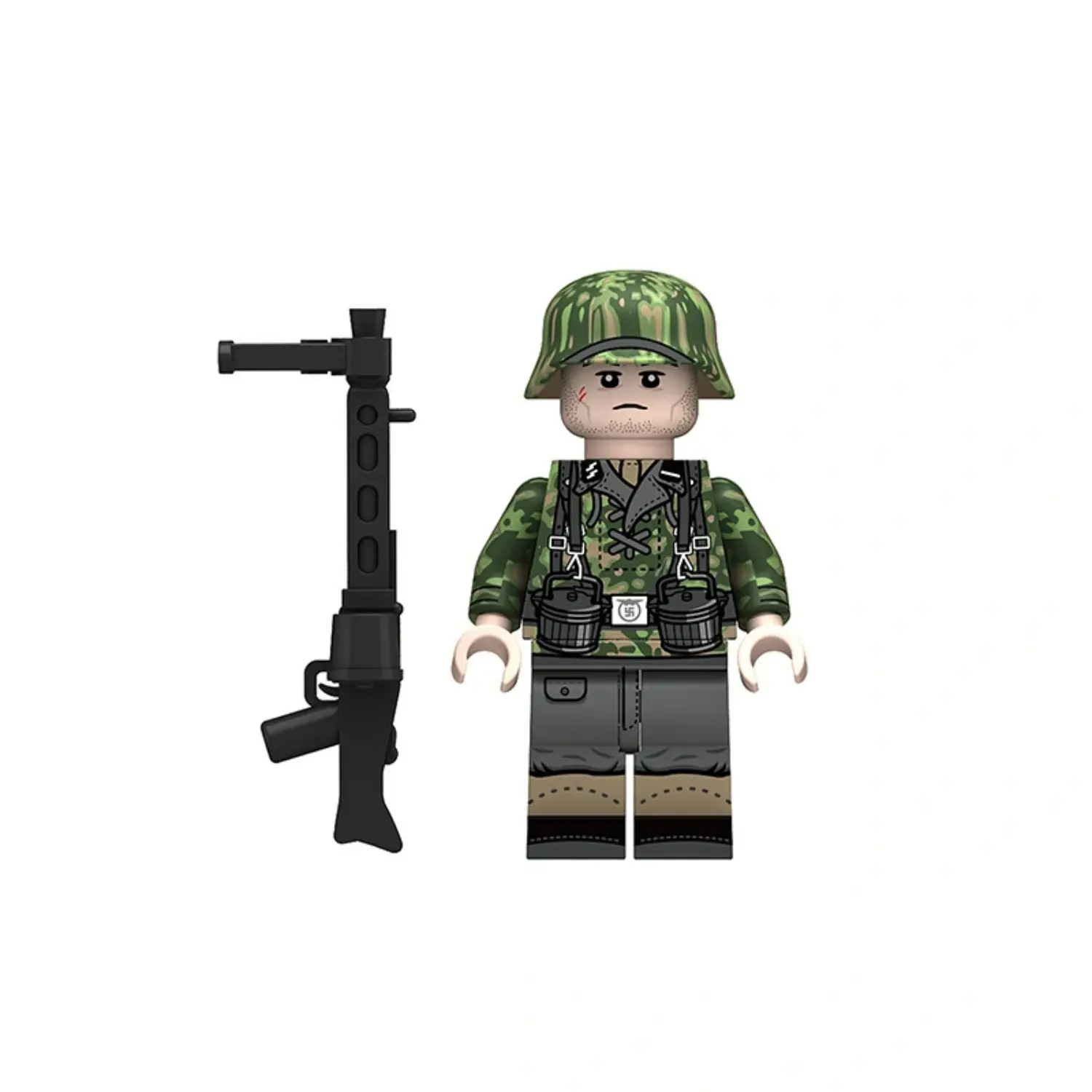 Minifigure - German German Waffen-SS Machine Gunner WWII (LEGO Compatible)