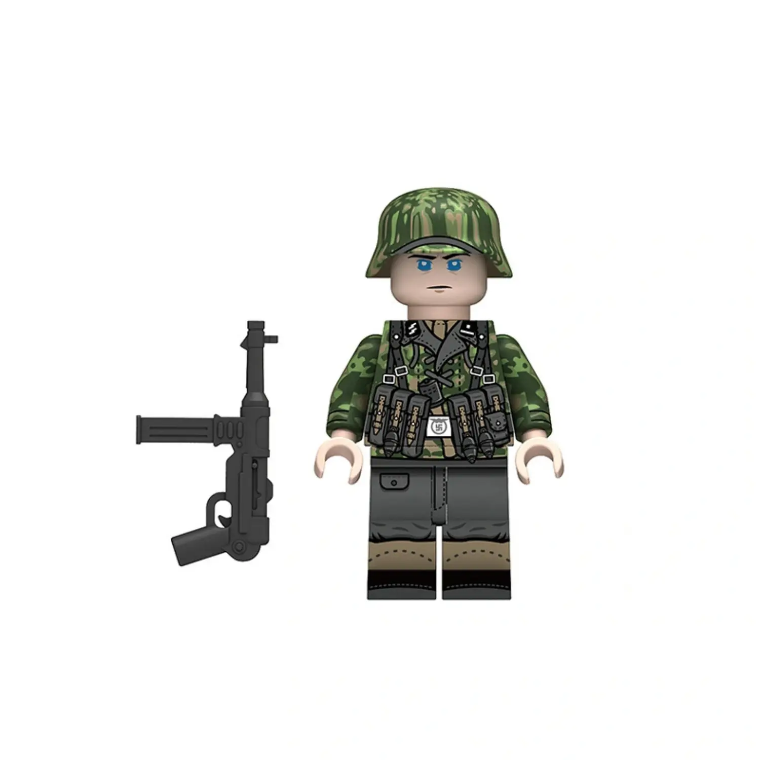 Minifigure -German Waffen-SS Squad Leader Submachine Gunner WWII (LEGO Compatible)