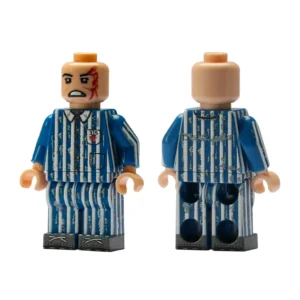 Minifigure - Nazi Concentration Camp Political Prisoner (Facial Lacerations & Red Triangle Badge) WWII (LEGO Compatible)