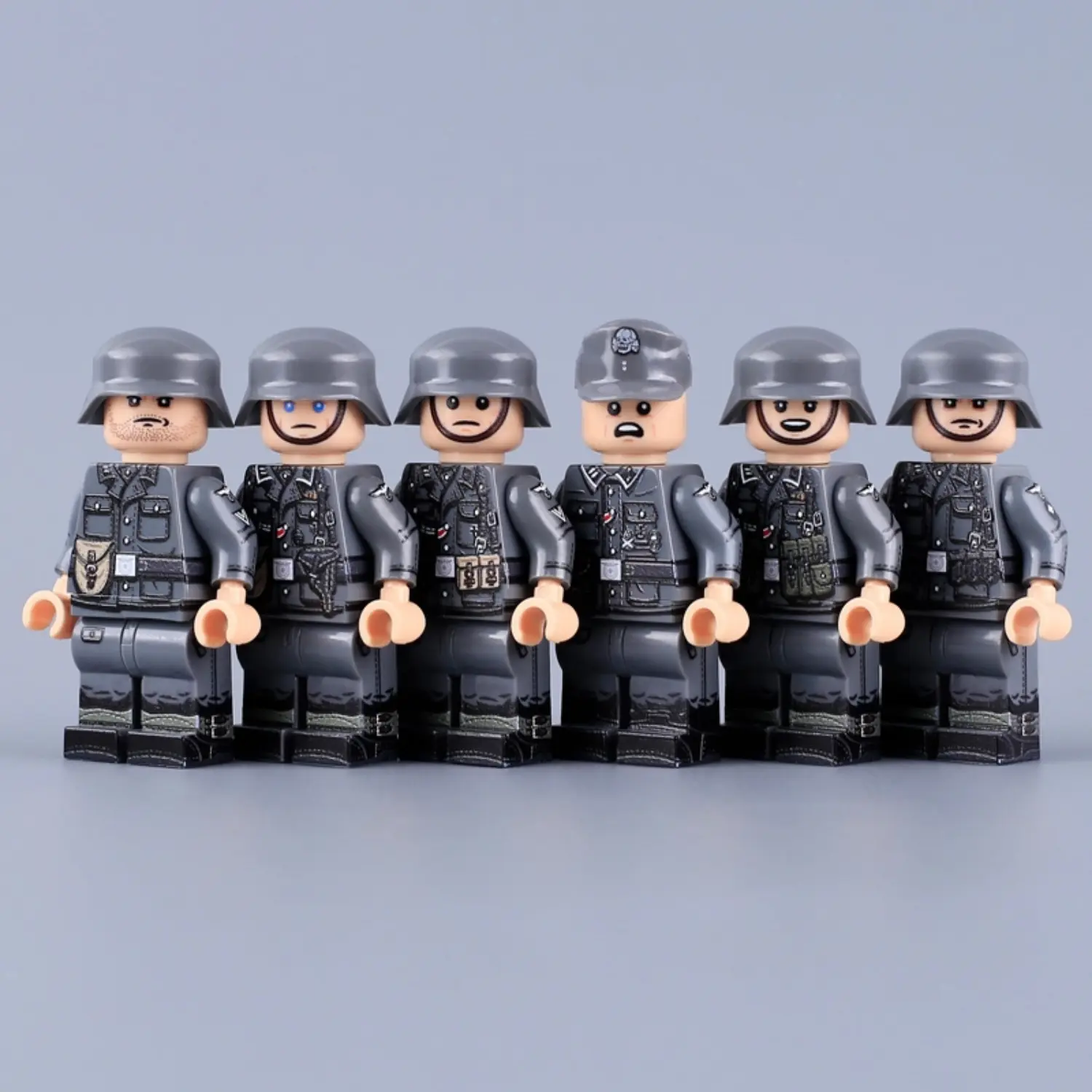 the front of the Minifigure - German Military 6-Figure Squad Collection WWII (LEGO Compatible)