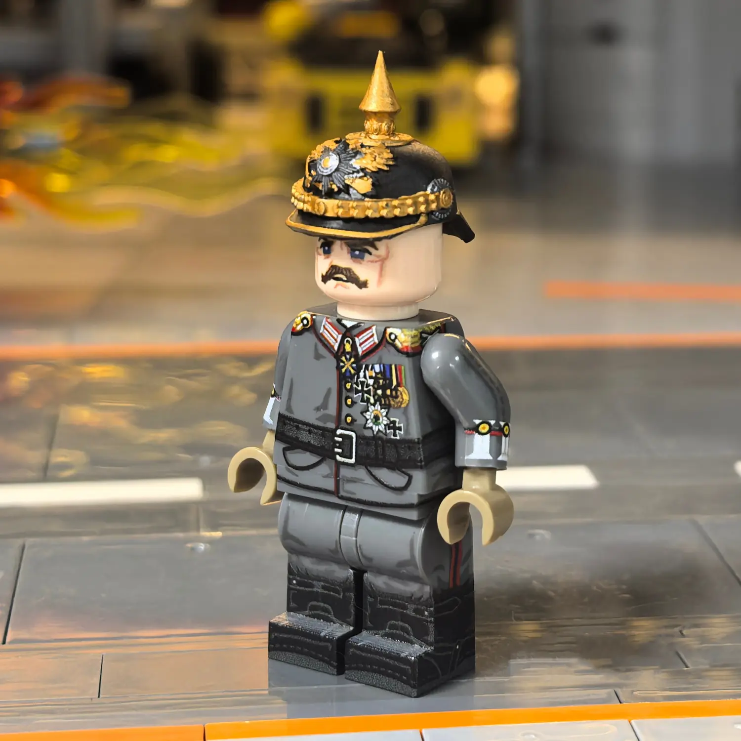 the left side of the Minifigure - General Field Marshal Paul von Hindenburg (Generalfeldmarschall) of the Imperial German Army WWI (LEGO Compatible)