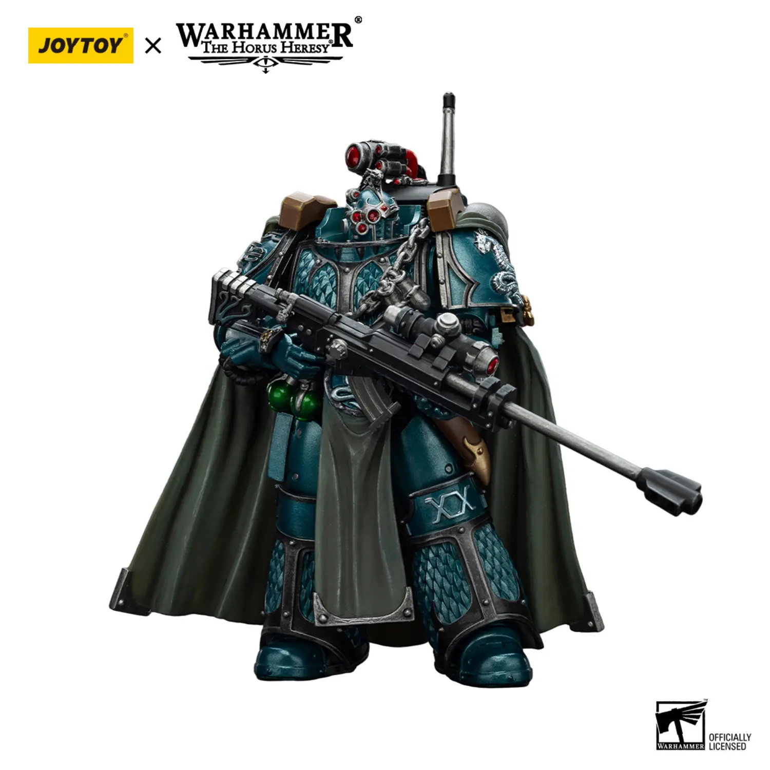 Action Figure Alpha Legion Exodus 'the One Who Is Many' With Sniper Rifle And Power Dagger 1 18 Jotyoy Warhammer The Horus Heresy In White Background 1