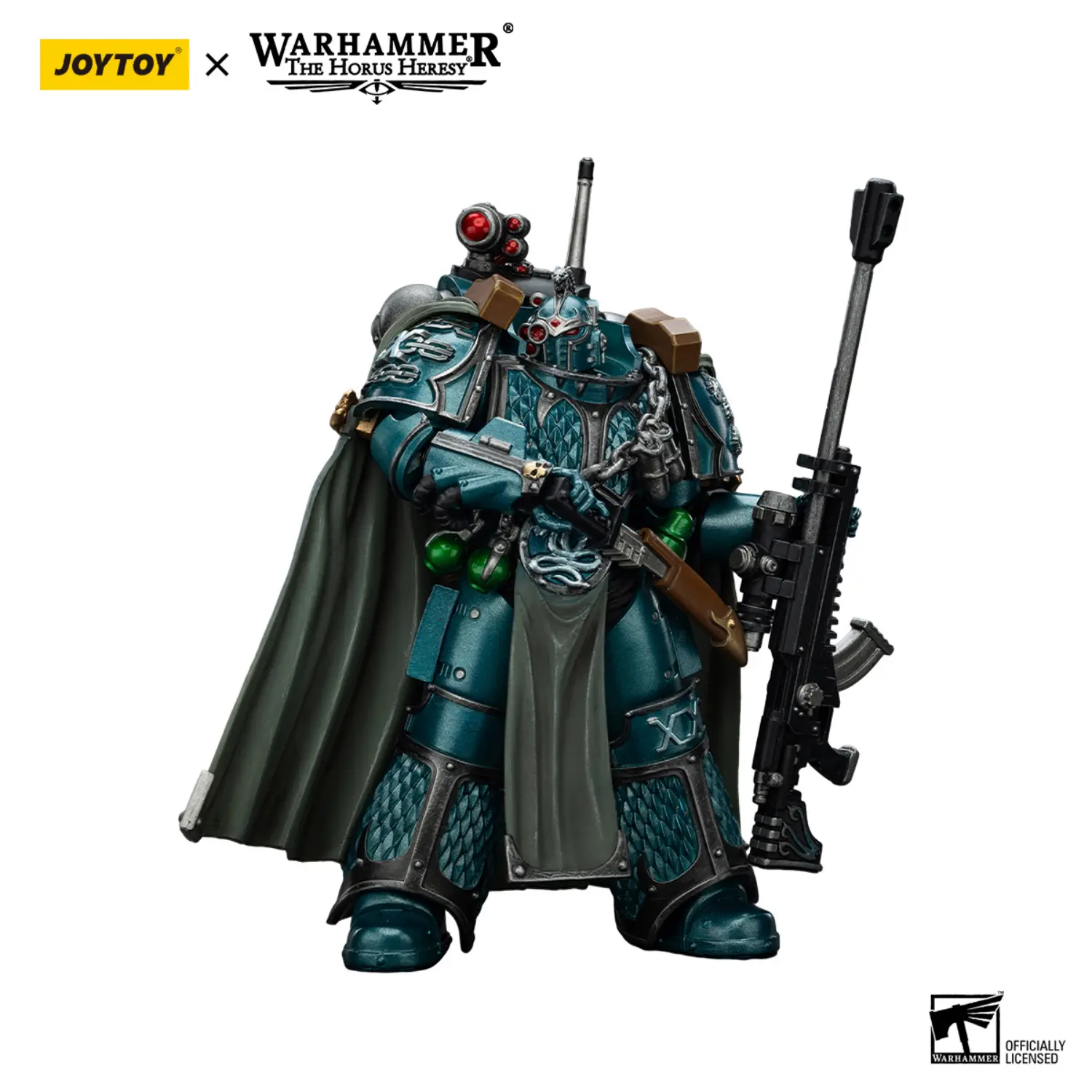 Action Figure Alpha Legion Exodus 'the One Who Is Many' With Sniper Rifle And Power Dagger 1 18 Jotyoy Warhammer The Horus Heresy In White Background 3