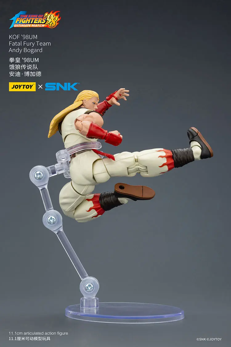Action Figure - Andy Bogard KOF _98 UM Fatal Fury Team SNK 1 18 - JOYTOY The King of Fighters rectangle image on display stand Action Figure - Andy Bogard KOF '98 UM Fatal Fury Team SNK 1/18 - JOYTOY The King of Fighters