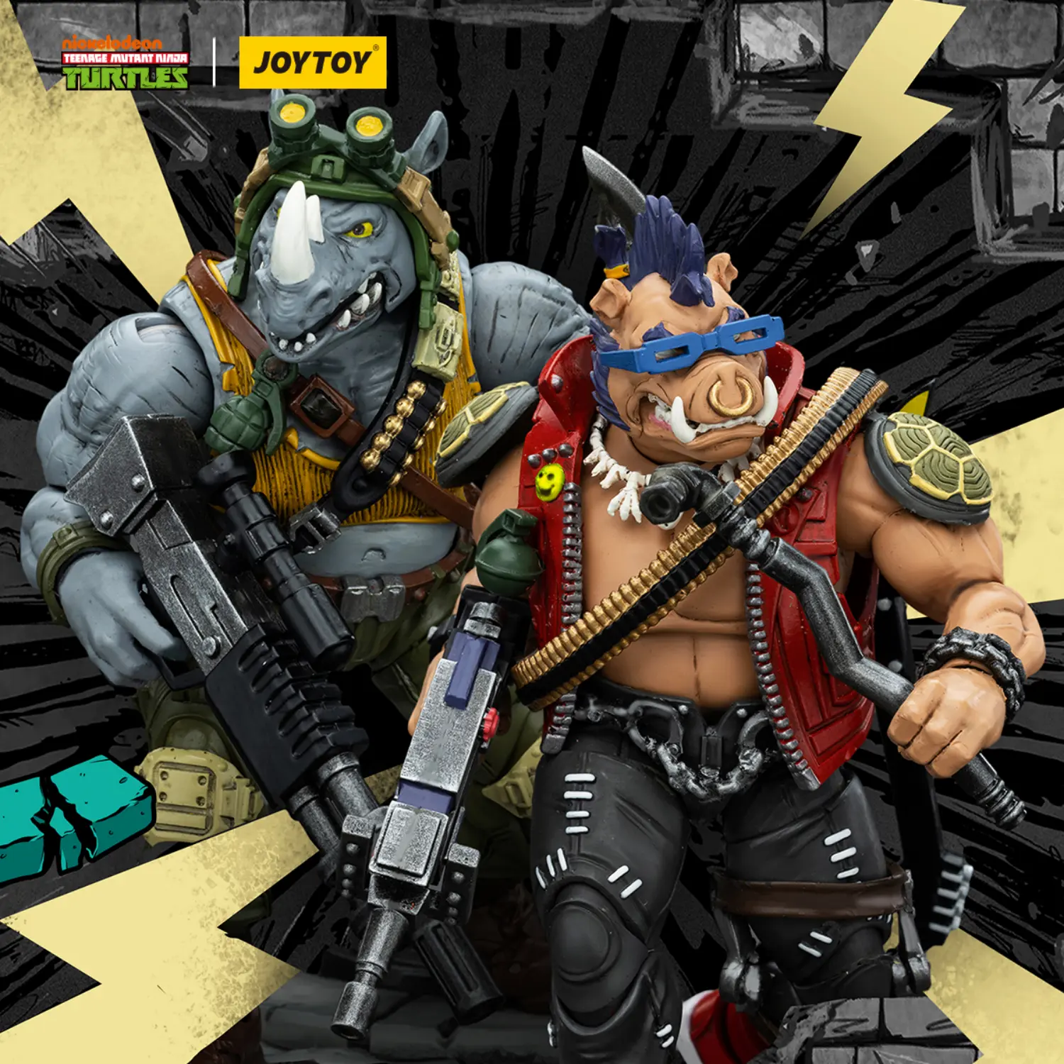 Action Figure Bebop & Rocksteady Tmnt Nickelodeon 1 18 Joytoy Teenage Mutant Ninja Turtles In Builtiful Background