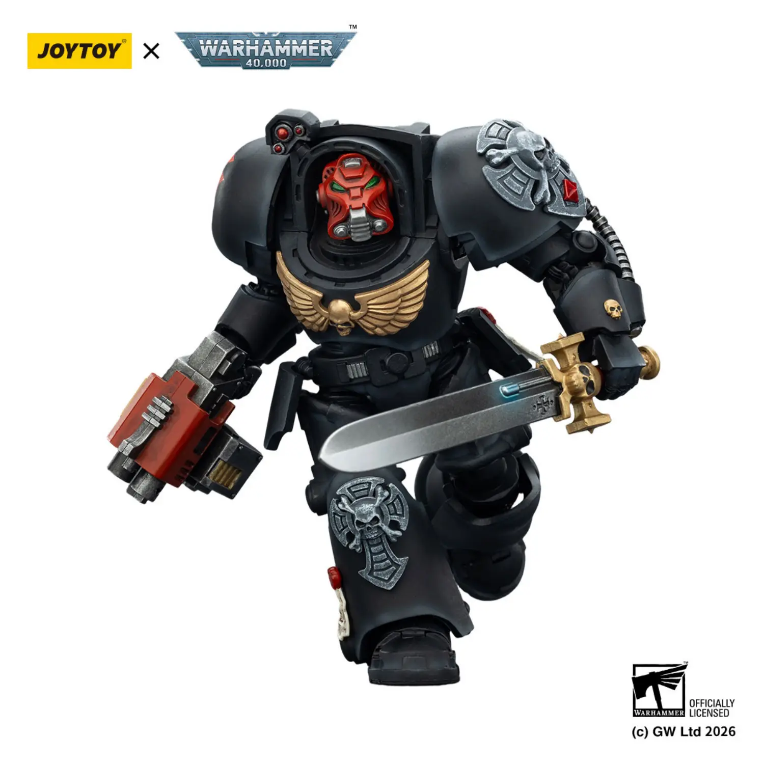 Action Figure - Black Templars Terminator 1 with Power Sword and Storm Bolter 1 18 - JOYTOY Warhammer 40K in white background 3 Action Figure - Black Templars Terminator 1 with Power Sword and Storm Bolter 1 18 - JOYTOY Warhammer 40K in white background 3