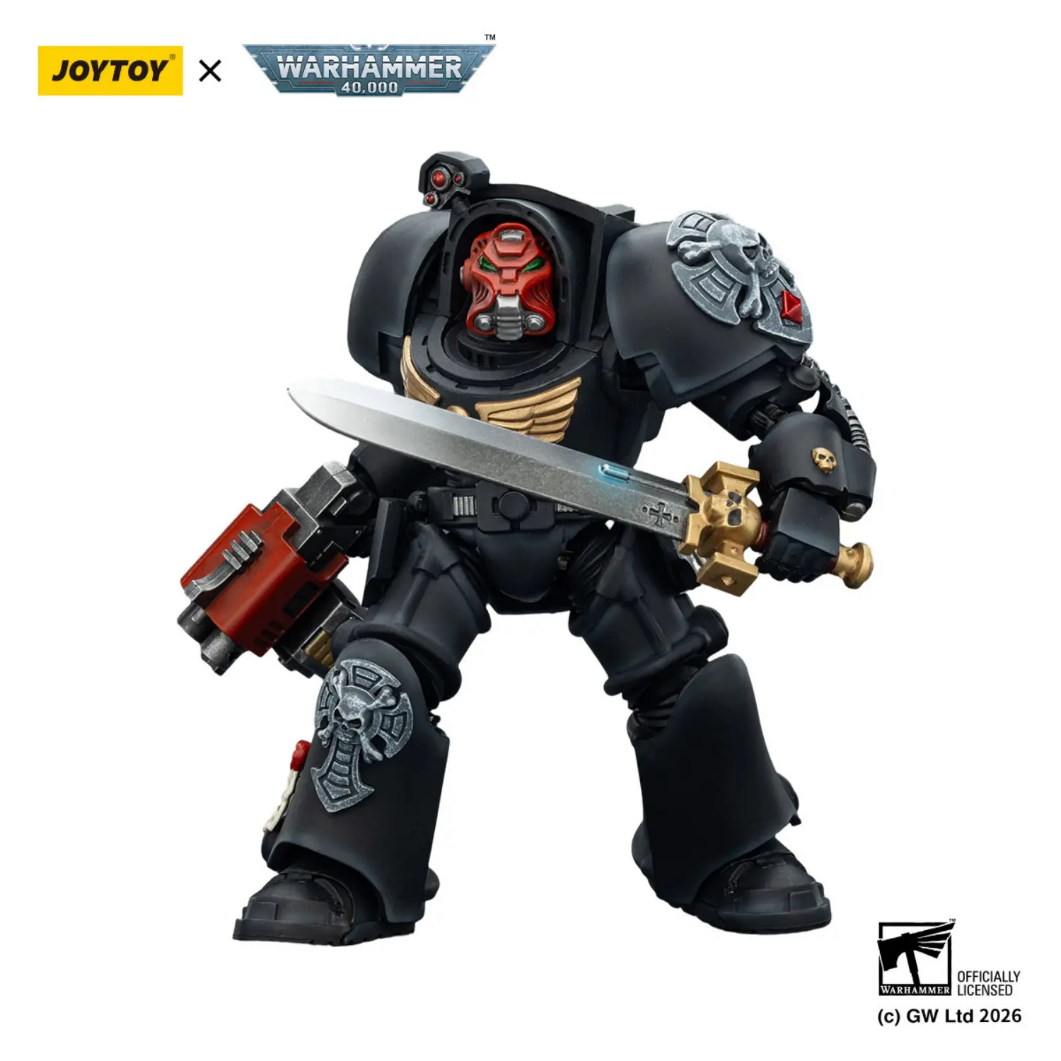 Action Figure - Black Templars Terminator 1 with Power Sword and Storm Bolter 1 18 - JOYTOY Warhammer 40K in white background 4 Action Figure - Black Templars Terminator 1 with Power Sword and Storm Bolter 1 18 - JOYTOY Warhammer 40K in white background 4