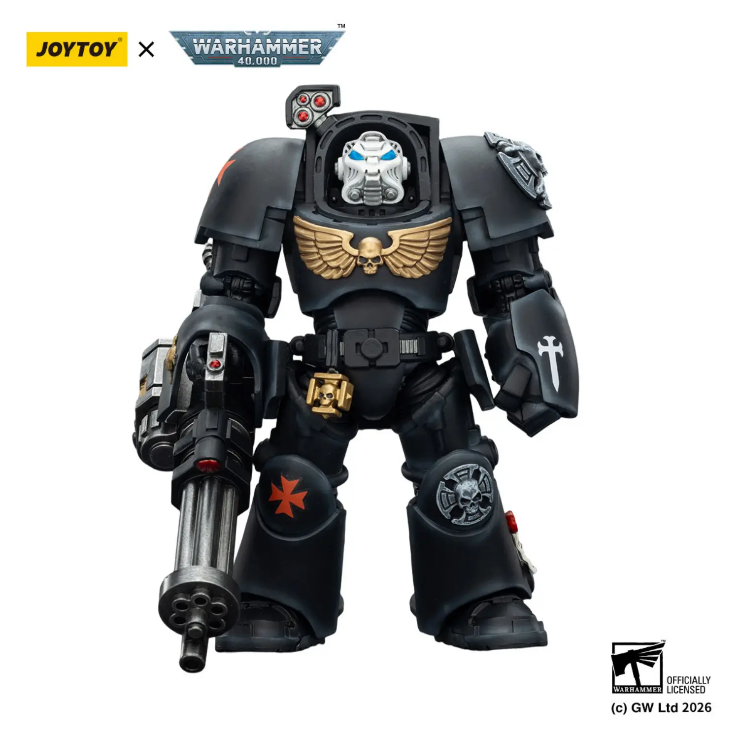 Action Figure - Black Templars Terminator 3 with Power Fist and Assault Cannon 1 18 - JOYTOY Warhammer 40K in white background 1 Action Figure - Black Templars Terminator 3 with Power Fist and Assault Cannon 1 18 - JOYTOY Warhammer 40K in white background 1