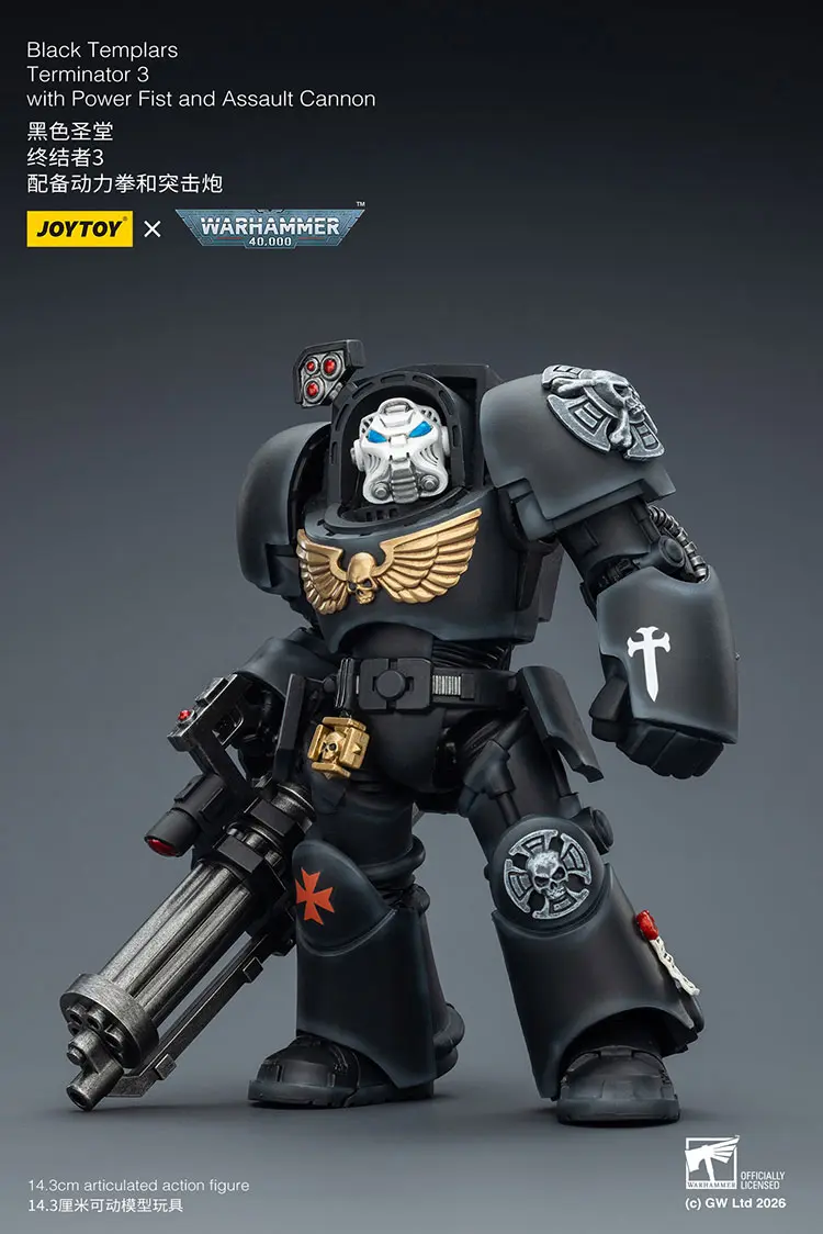 Action Figure - Black Templars Terminator 3 with Power Fist and Assault Cannon 1 18 - JOYTOY Warhammer 40K rectangle image 1 Action Figure - Black Templars Terminator 3 with Power Fist and Assault Cannon 1 18 - JOYTOY Warhammer 40K rectangle image 1