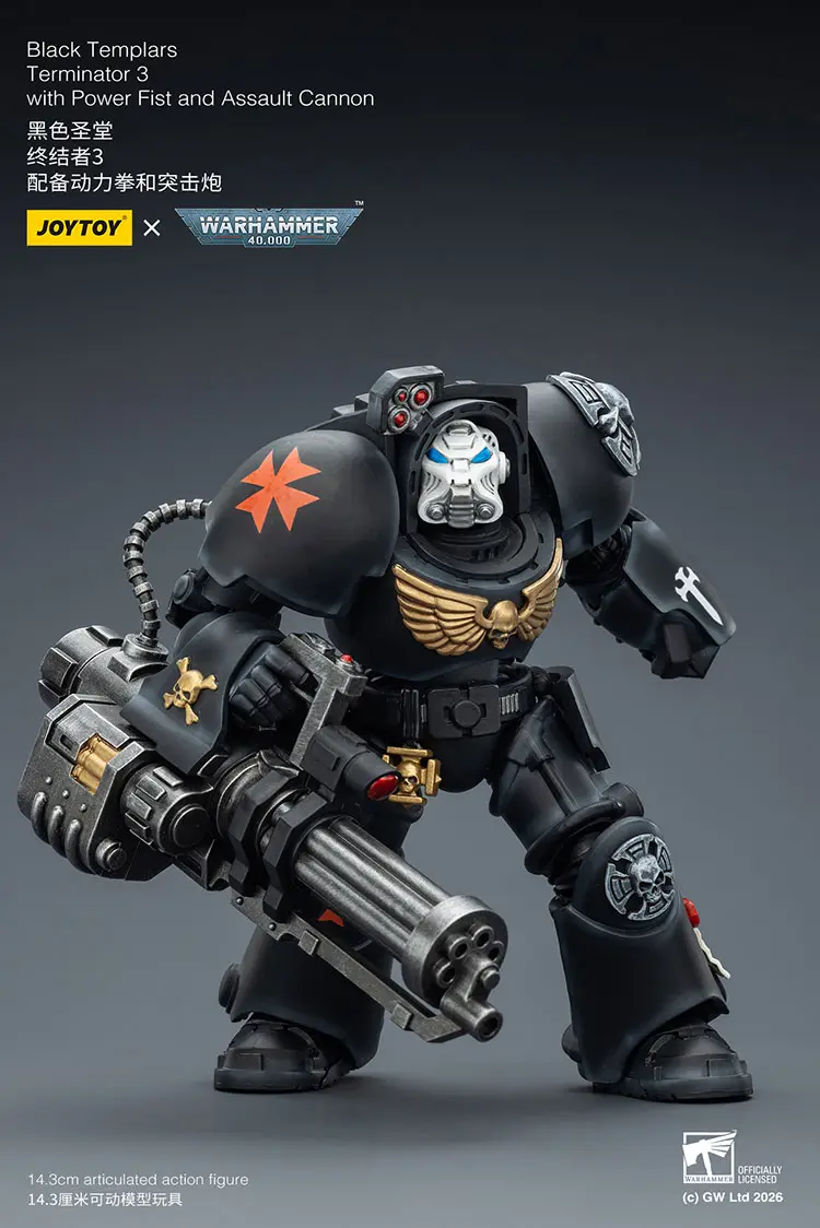 Action Figure - Black Templars Terminator 3 with Power Fist and Assault Cannon 1 18 - JOYTOY Warhammer 40K rectangle image 3 Action Figure - Black Templars Terminator 3 with Power Fist and Assault Cannon 1 18 - JOYTOY Warhammer 40K rectangle image 3