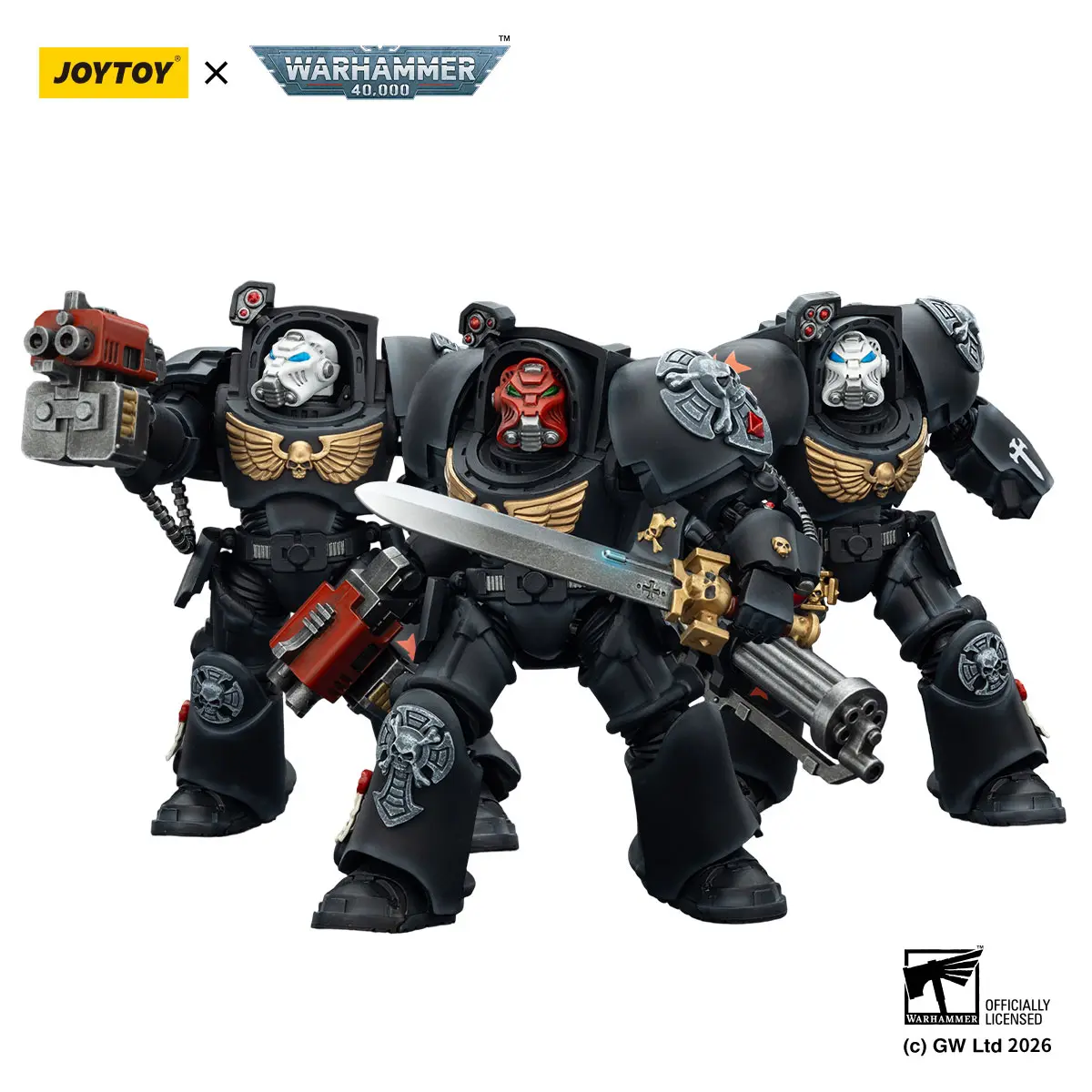 Action Figure - Black Templars Terminator Squad 1 18 - JOYTOY Warhammer 40K in white background