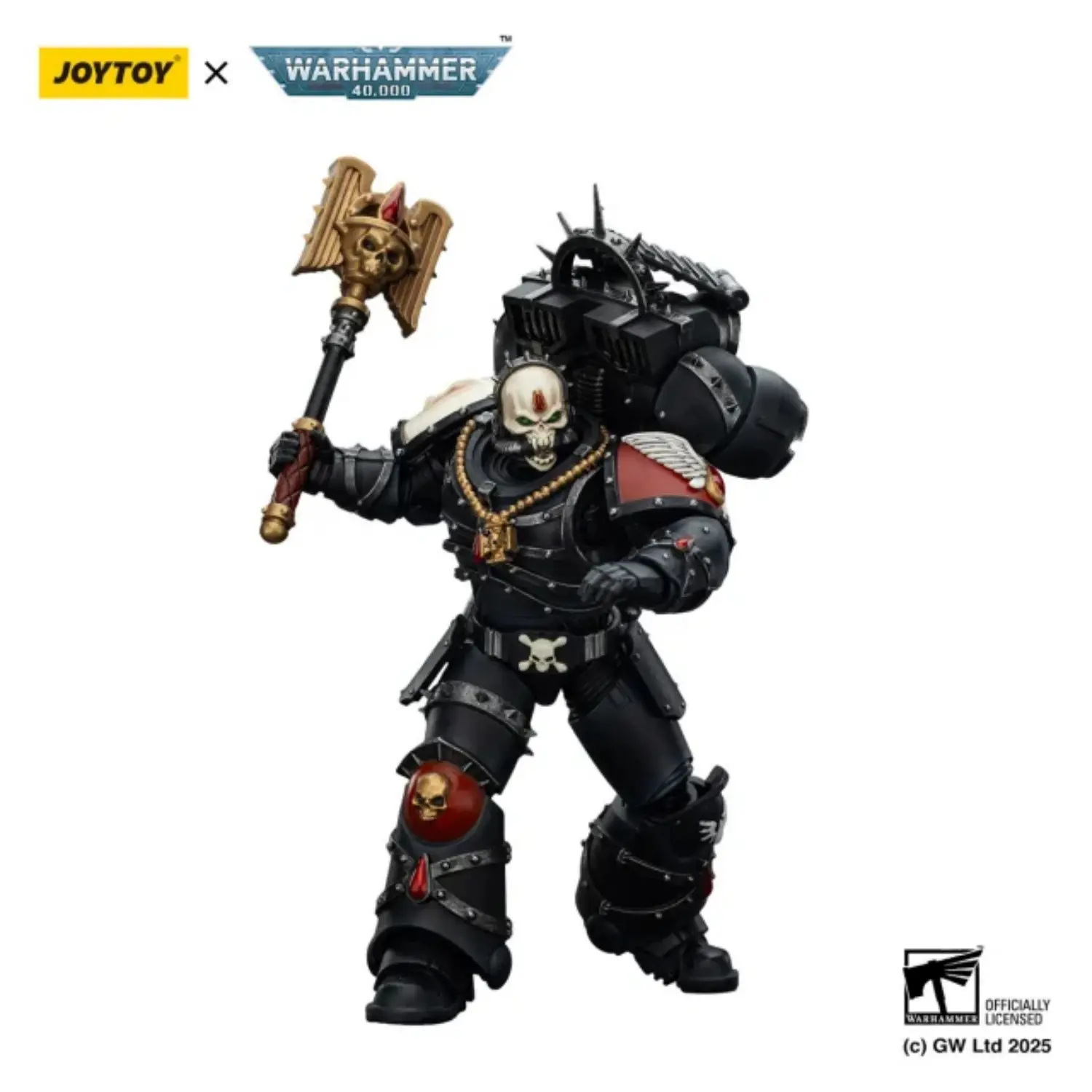 Action Figure Blood Angels Lemartes With Jump Pack, Blood Crozius And Absolver Bolt Pistol 1 18 Joytoy Warhammer 40k In Whtie Background 3
