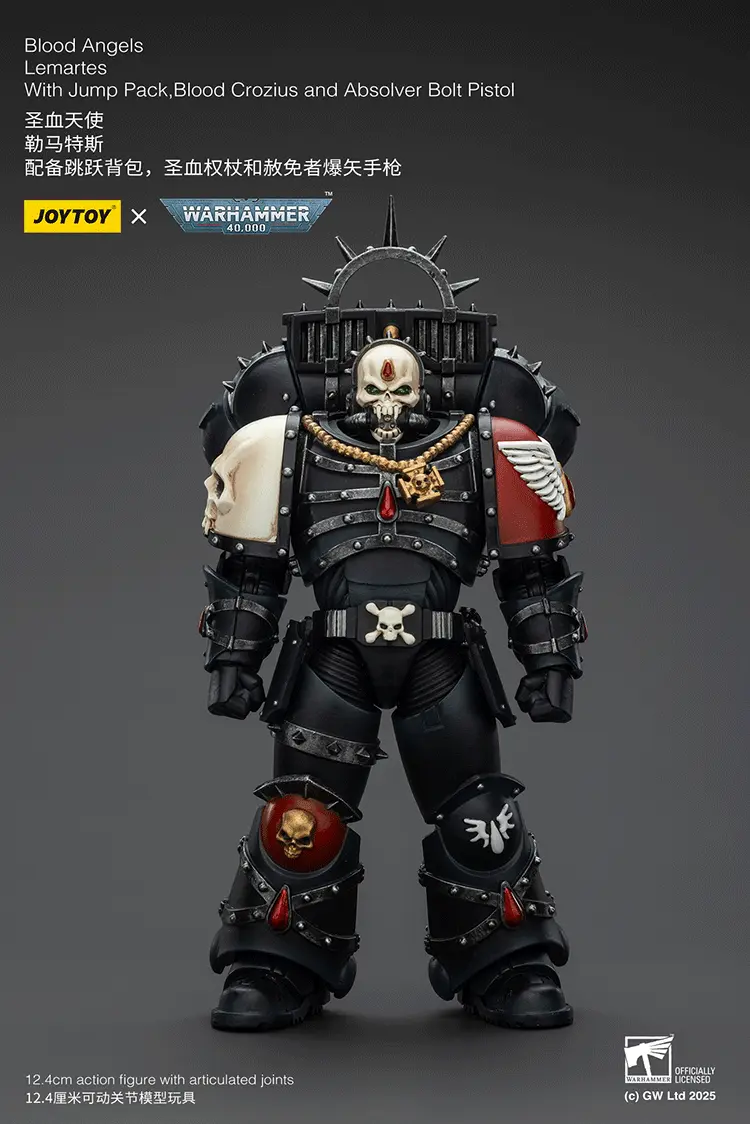 Action Figure Blood Angels Lemartes With Jump Pack, Blood Crozius And Absolver Bolt Pistol 1 18 Joytoy Warhammer 40k Rectangle Image 2