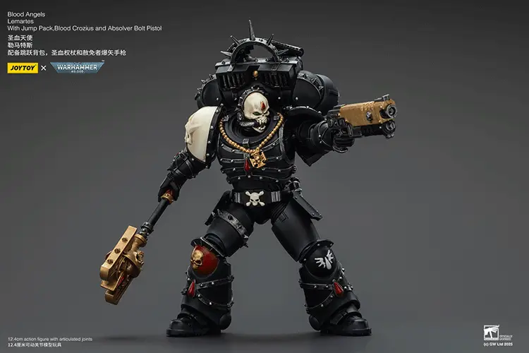 Action Figure Blood Angels Lemartes With Jump Pack, Blood Crozius And Absolver Bolt Pistol 1 18 Joytoy Warhammer 40k Rectangle Image 5