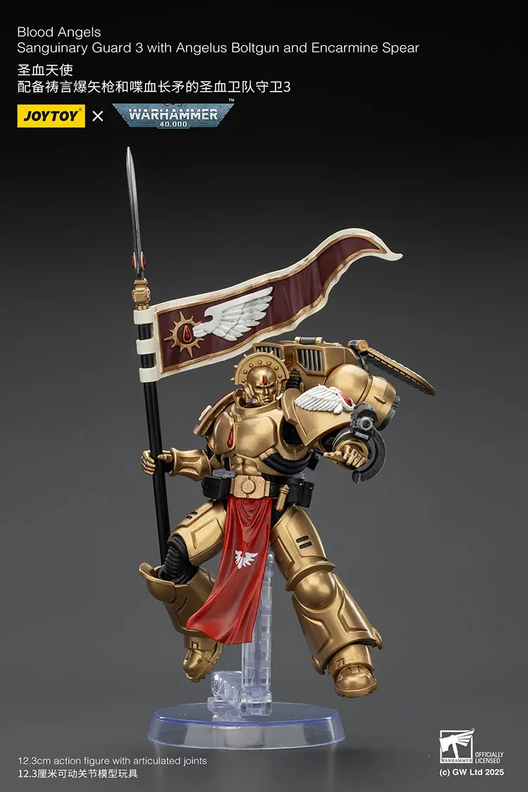 Action Figure Blood Angels Sanguinary Guard 3 On Display Stand 2 With Angelus Boltgun And Encarmine Spear 1 18 Joytoy Warhammer 40k Rectangle Image