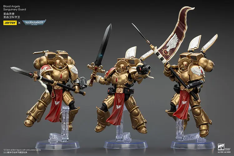 Action Figure Blood Angels Sanguinary Guard Squad On Display Stand 1 18 Joytoy Warhammer 40k Rectangle Image