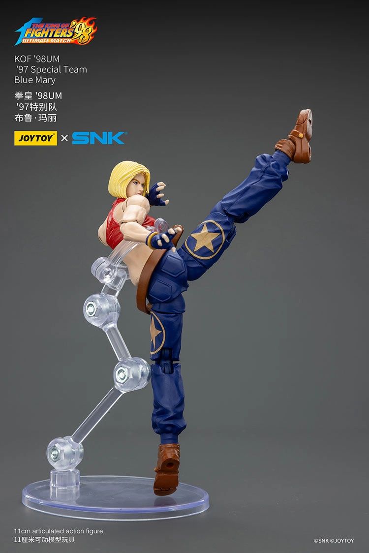 Action Figure - Blue Mary KOF _98 UM 97 Special Team Team SNK 1 18 - JOYTOY The King of Fighters on display stand rectangle image Action Figure - Blue Mary KOF '98 UM 97 Special Team SNK 1/18 - JOYTOY The King of Fighters