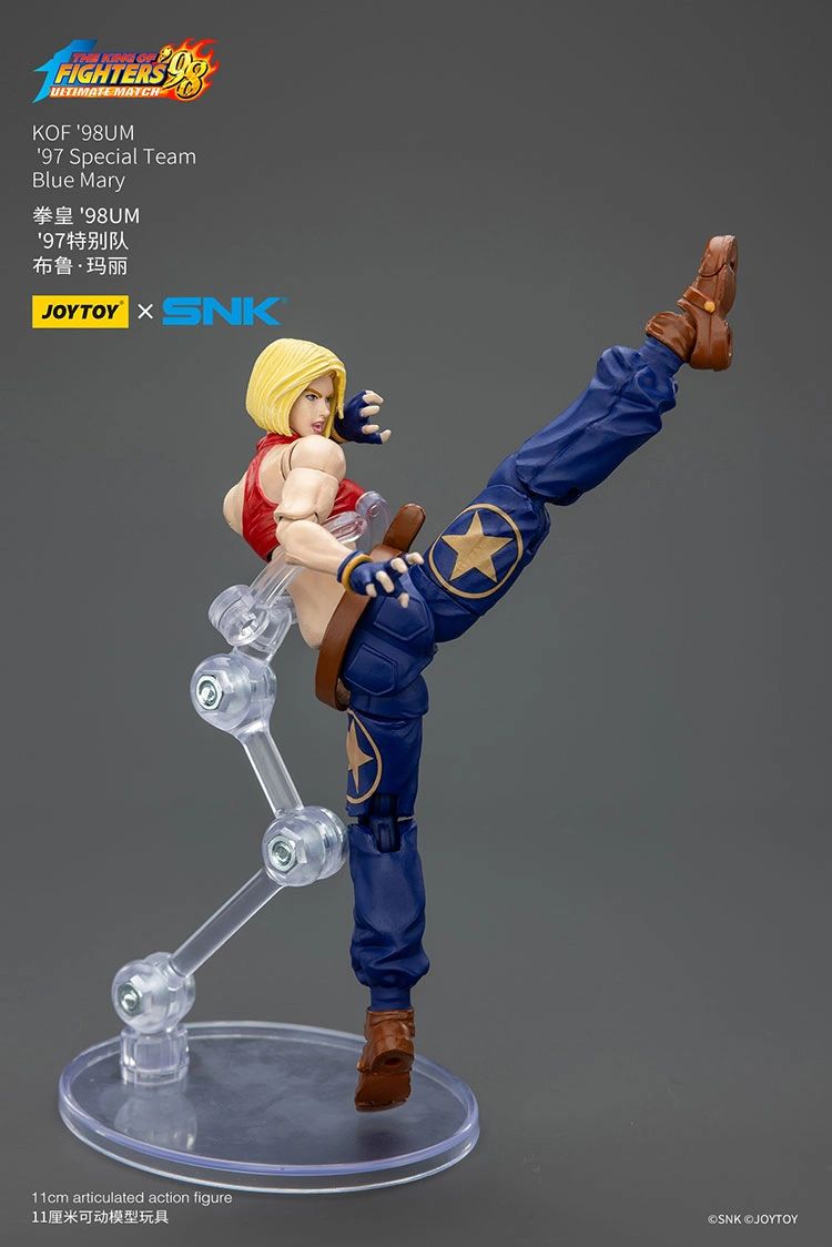 Action Figure - Blue Mary KOF _98 UM 97 Special Team Team SNK 1 18 - JOYTOY The King of Fighters on the display stand 2 rectangle image Action Figure - Blue Mary KOF '98 UM 97 Special Team SNK 1/18 - JOYTOY The King of Fighters