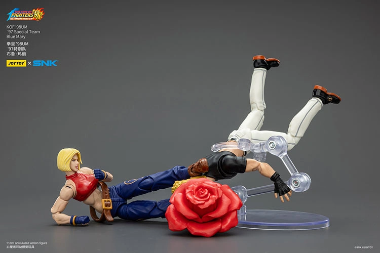 Action Figure - Blue Mary kicking a man KOF _98 UM 97 Special Team Team SNK 1 18 - JOYTOY The King of Fighters rectangle image Action Figure - Blue Mary KOF '98 UM 97 Special Team SNK 1/18 - JOYTOY The King of Fighters