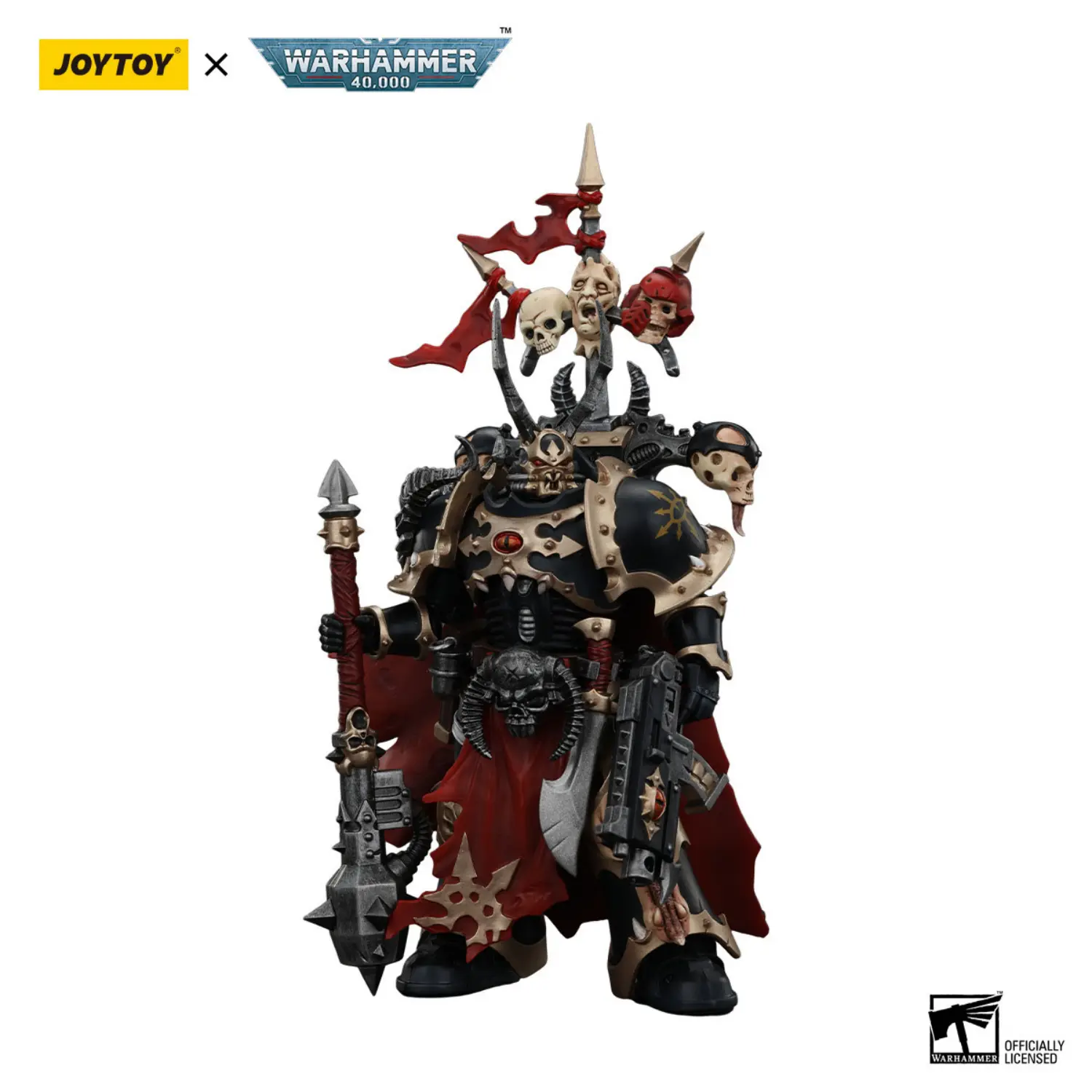 Action Figure Chaos Space Marines Black Legion Chosen Champion With Bolter And Power Maul 1 18 Joytoy Warhammer 40k In White Background 3