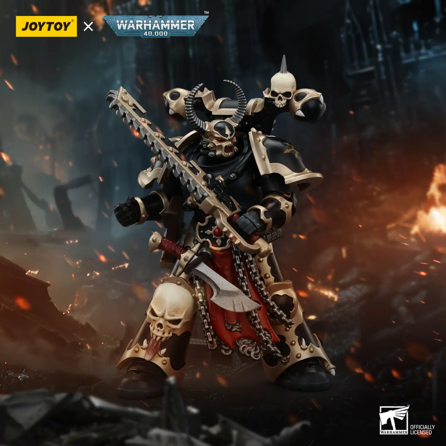 Action Figure - Chaos Space Marines Black Legion Chosen with Combi-melta and Chainsword 1 18 - JOYTOY Warhammer 40K in dark red battlefields background Action Figure Chaos Space Marines Black Legion Chosen With Combi Melta And Chainsword 1 18 Joytoy Warhammer 40k In Dark Red Battlefields Background